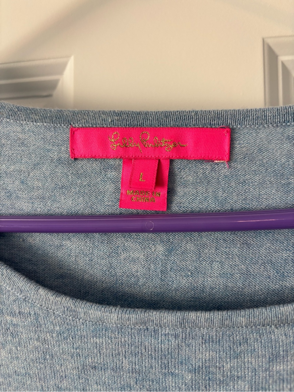 Lilly Pulitzer Emberly Sweater Light Blue Fringe Boxy Size Large VGUC! - Picture 2 of 6